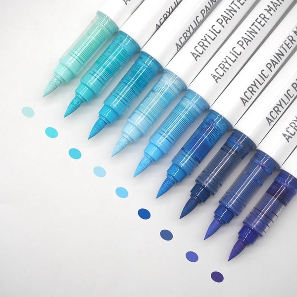 Набор акриловых маркеров Languo,"Blue series" ( 9шт.) - изображение 0