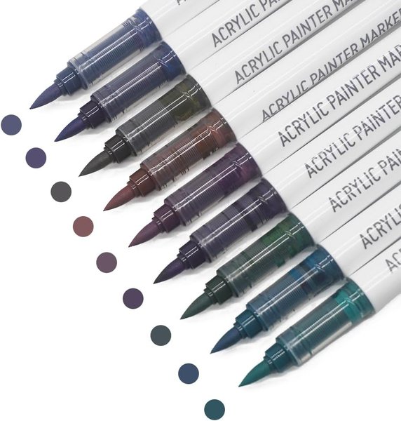 Набор акриловых маркеров Languo,"Colorful black series"( 9шт.) - изображение 0