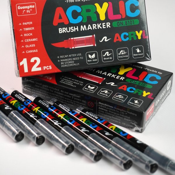 Набор акриловых маркеров (кисть) 12 цветов - изображение 0