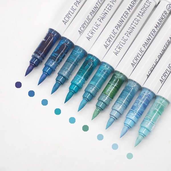 Набор акриловых маркеров Languo, "Dusty blue series "( 9шт.) - изображение 0