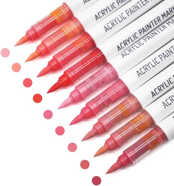 Набор акриловых маркеров Languo, "Lip gloss red series"(количество в наборе 9шт.) - изображение 0