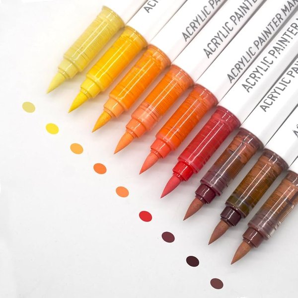 Набор акриловых маркеров Languo,"Red yellow series" (9шт.) - изображение 0