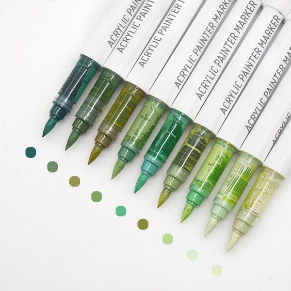 Набор акриловых маркеров Languo, "Sage green series"( 9шт.) - изображение 0