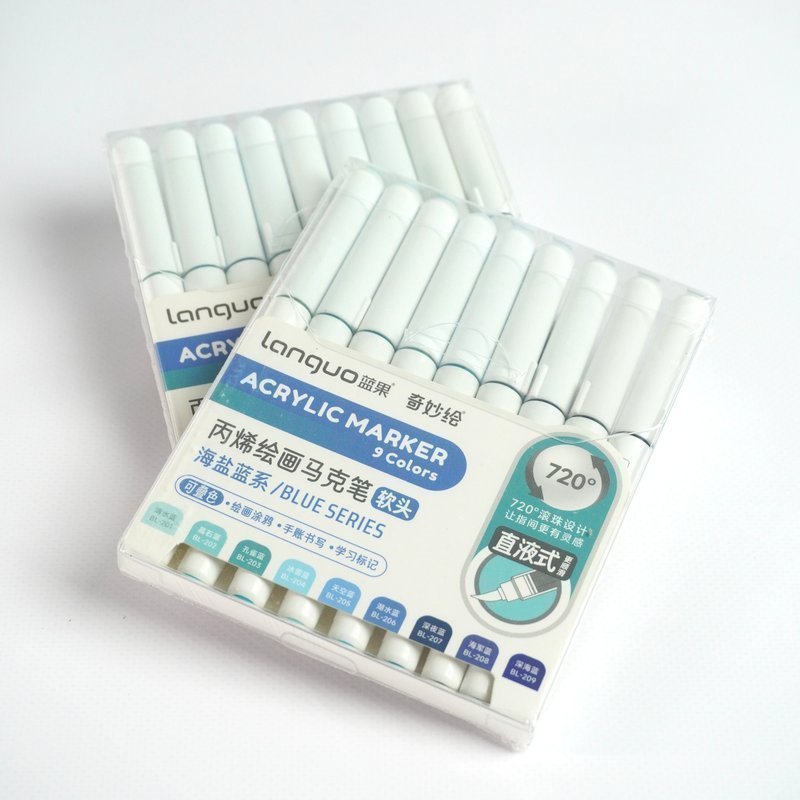 Набор акриловых маркеров Languo,"Blue series" ( 9шт.)