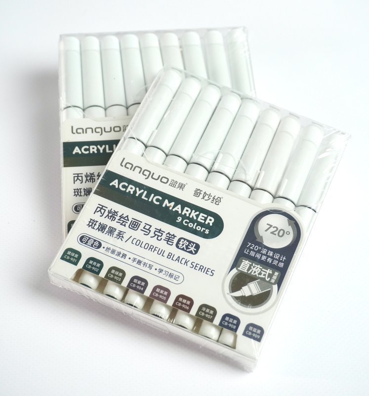 Набор акриловых маркеров Languo,"Colorful black series"( 9шт.)