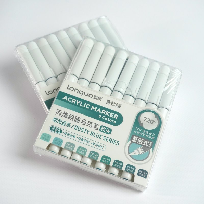 Набор акриловых маркеров Languo, "Dusty blue series "( 9шт.)