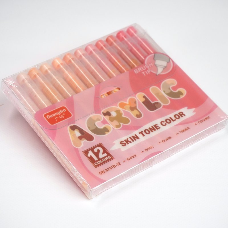 Набор акриловых маркеров Guangna серия SKIN TONE COLOR (розовые оттенки) (12 шт)
