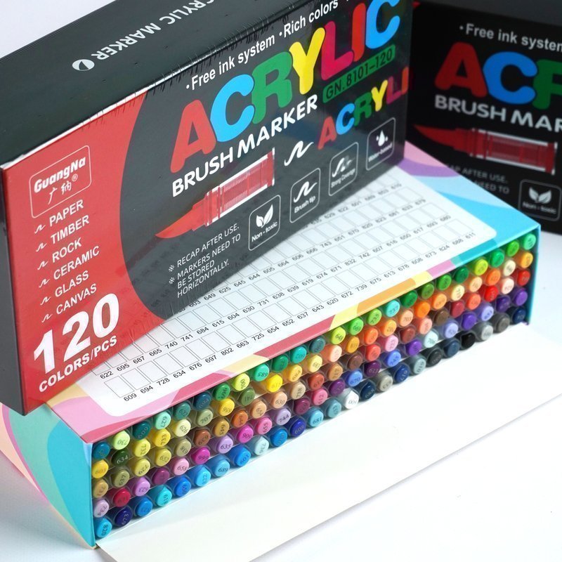Набор акриловых маркеров Guangna 120 цветов (наконечник кисть)
