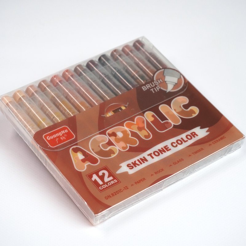 Набор акриловых маркеров Guangna серия SKIN TONE COLOR (красно-коричневые оттенки) (12 шт)