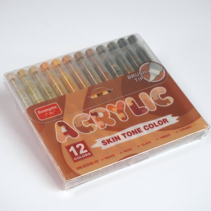 Набор акриловых маркеров Guangna серия SKIN TONE COLOR ( коричневые оттенки) (12 шт)