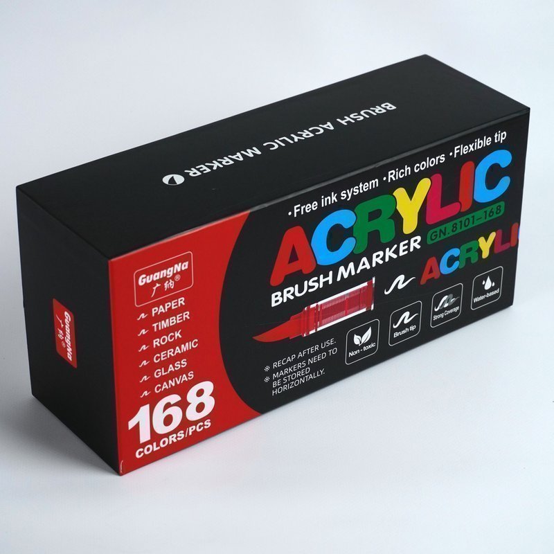 Набор акриловых маркеров Guangna 168 цветов  (наконечник кисть)