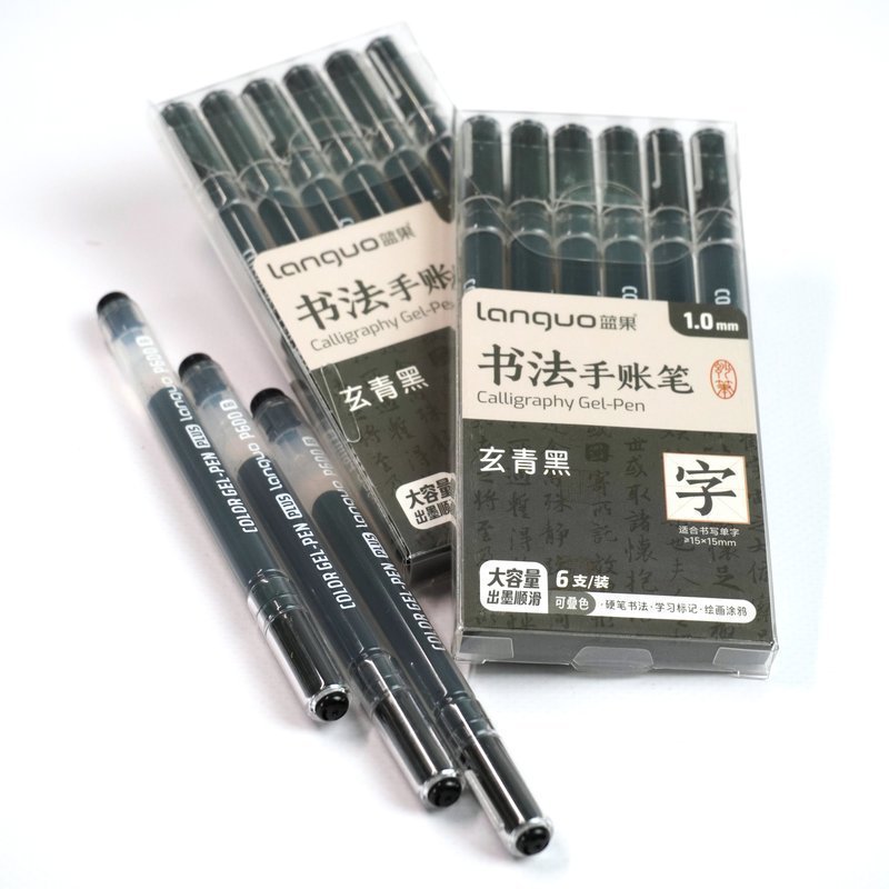 Набор гелевых ручек (черная каллиграфия) 1.00 мм. (6шт)