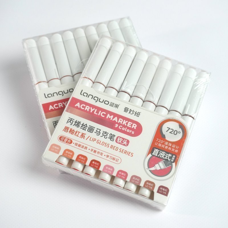 Набор акриловых маркеров Languo, "Lip gloss red series"(9шт.)