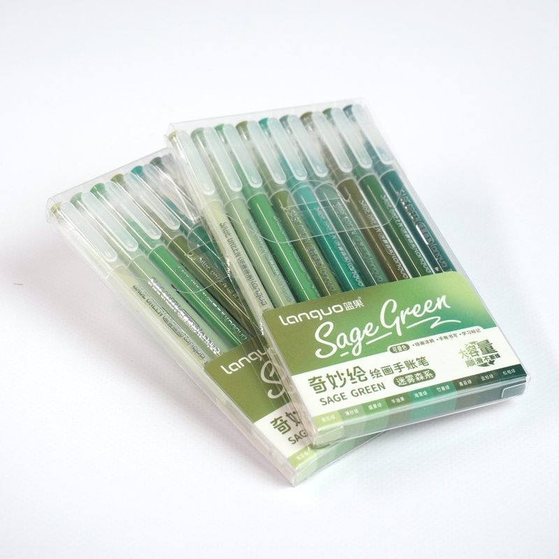 Набор гелевых ручек Languo, серия Sage Green, 0.6 мм. (9шт. )