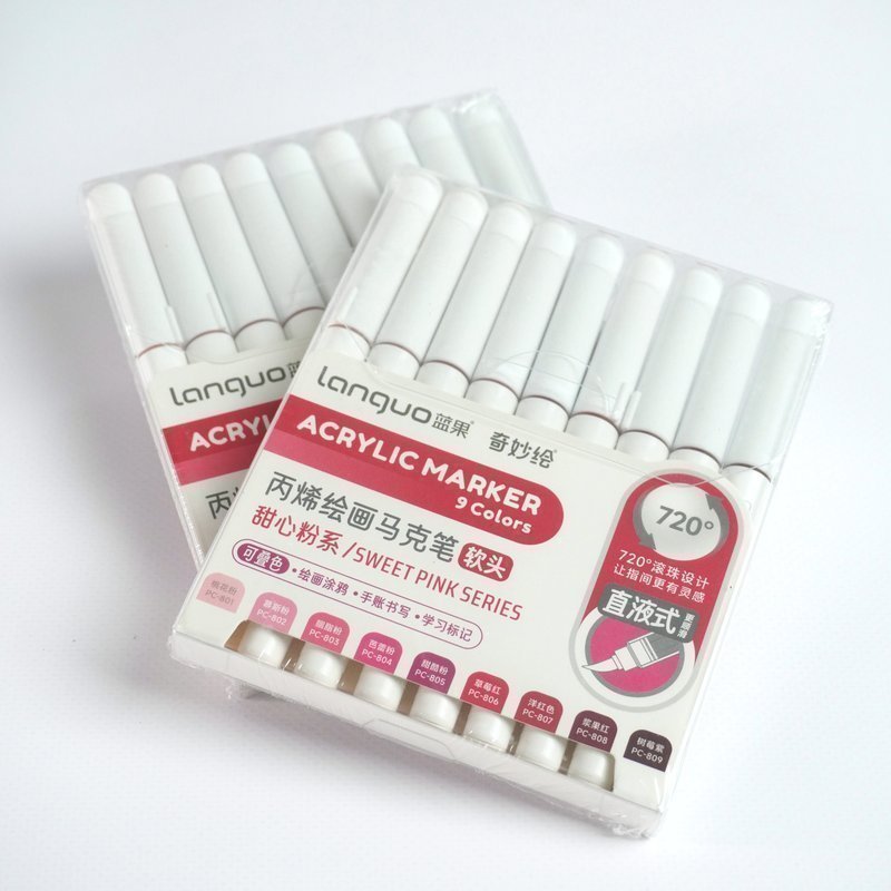 Набор акриловых маркеров Languo, "Sweet pink series"( 9шт.)