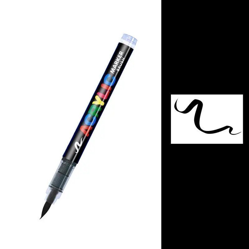 Набор акриловых маркеров (кисть) 12шт.  ( цвет 611 черный )