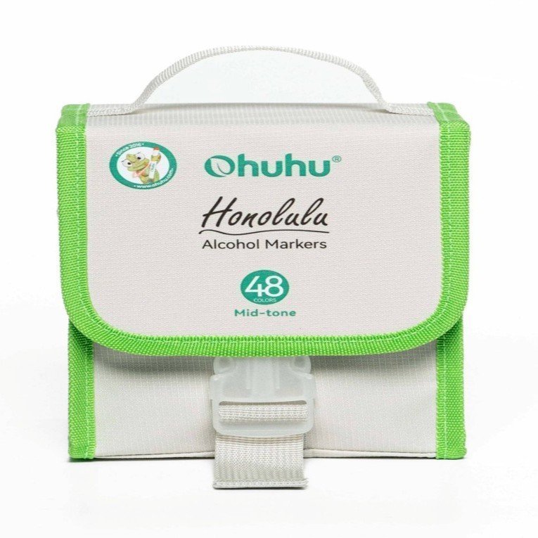 Ohuhu Honolulu 48 оттенка Mid-tone двусторонние спиртовые художественные маркеры для рисования, кисть и долото.