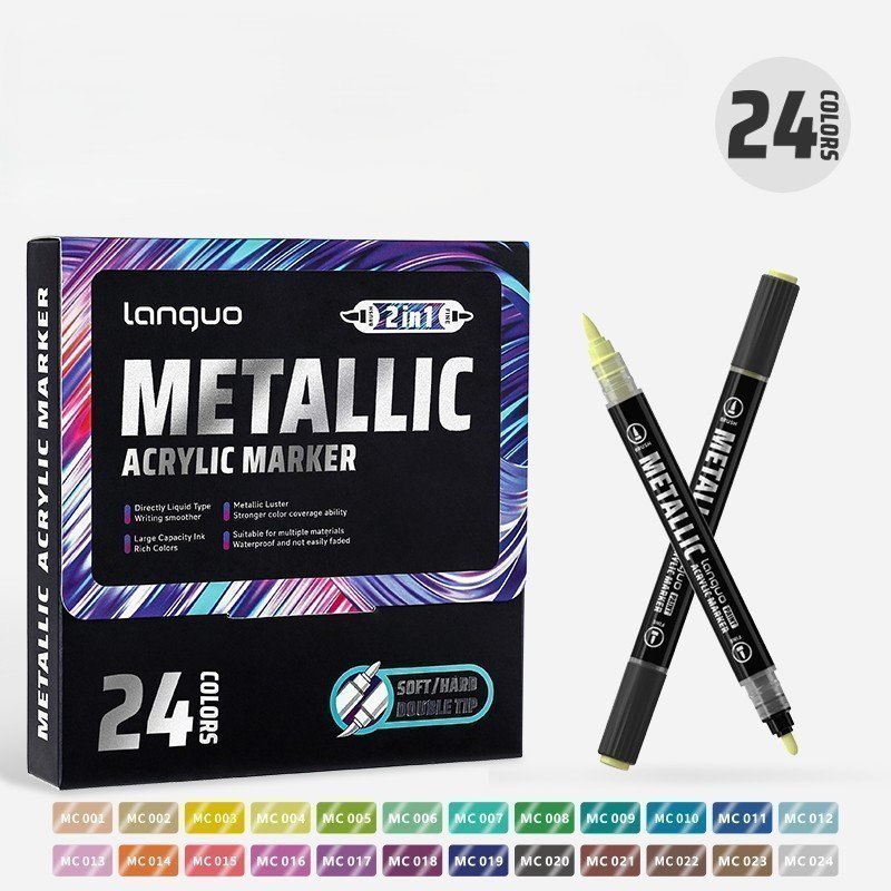 Набор акриловых маркеров Languo, Metallic с двойным наконечником  (24шт )