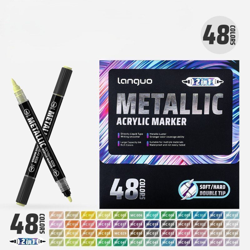Набор акриловых маркеров Languo, Metallic с двойным наконечником  (48шт )