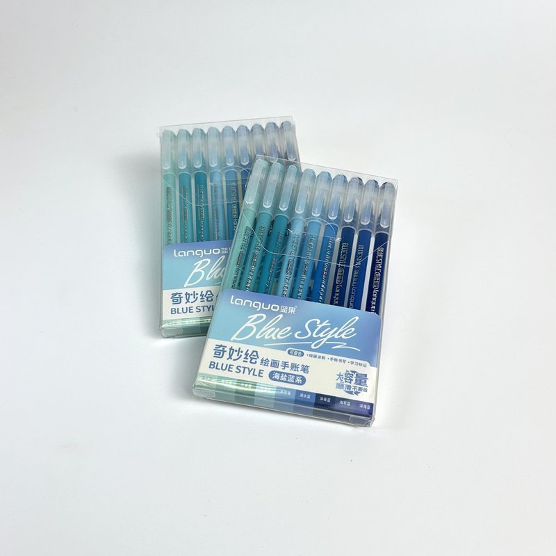 Набор гелевых ручек Languo, серия Blue Style, 0.6 мм. (9шт. )