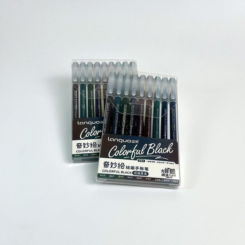 Набор гелевых ручек Languo, серия Colorful Black, 0.6 мм. (9шт. )