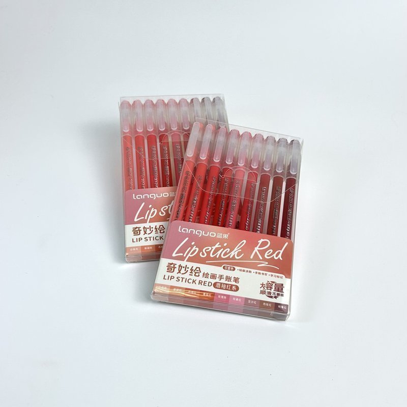 Набор гелевых ручек Languo, серия Lip stick red, 0.6 мм. (9шт. )