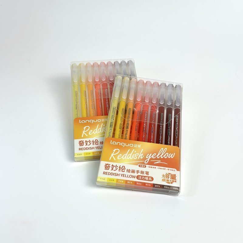 Набор гелевых ручек Languo, серия Reddish yellow, 0.6 мм. (9шт. )