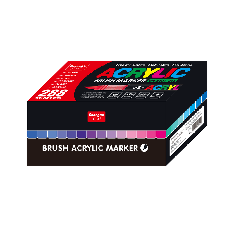 Набор акриловых маркеров Guangna 288 цветов в коробке (наконечник кисть)